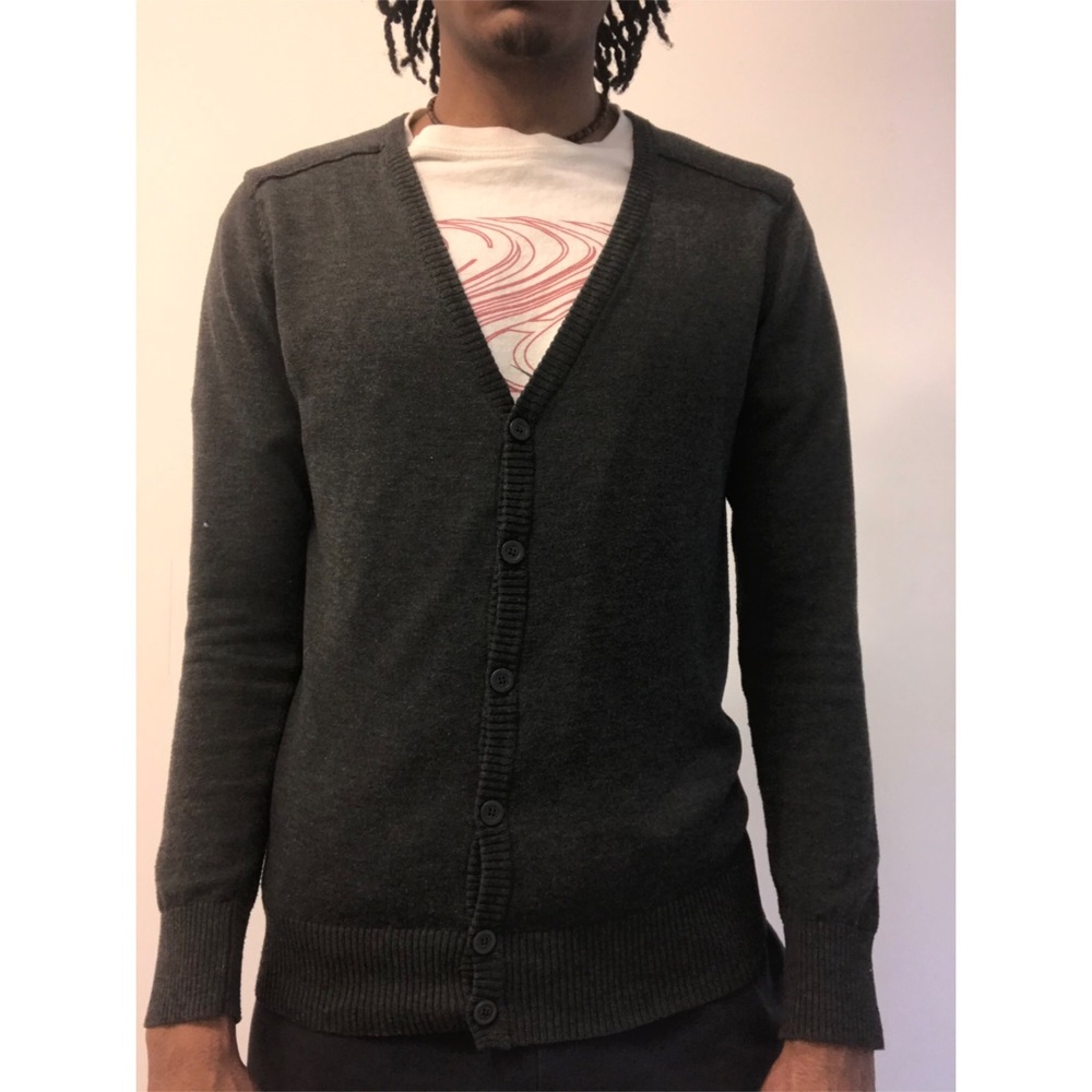 Large gray wool cardigan